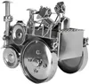 A metal sculpture of a tractor with a driver and a dog, made from nuts and bolts. Anteprima dell’immagine prodotto