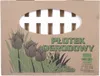 A cardboard box with a window showing a white picket fence, and a graphic of tulips and grass. Náhled obrázku produktu