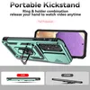 A product image showcasing a phone case with a kickstand and camera cover, with comparison images below. Produktbild-Vorschau