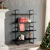 Bücherregal 4 Fächer Schwarz 100x30x140 cm Holzwerkstoff Produktbild-Vorschau 2