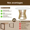 OKWISH Table À Manger Ronde - Plateau MDF Marbré Avec Pieds Voir les images du produit 2