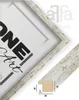 A close-up of a vintage white wash picture frame, with a diagram showing its dimensions. Anteprima dell’immagine prodotto