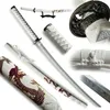 Katana de bambú decorativa, color blanco, con dragón y Vista previa de la imagen del producto 1