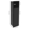 A black storage cabinet with dimensions indicated by text overlays. Voir les images du produit