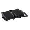 A black electric grill is shown with its lid open, against a white background. Produktbild-Vorschau