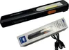 A black inspection lamp and its packaging are shown against a white background. Produktbild-Vorschau