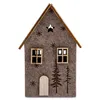 LED Filz Winterhaus mit Holzdach 2er Set inklusive Batterie Produktbild-Vorschau 6