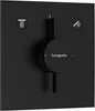 A black Hansgrohe shower control panel with two icons and a central dial. Produktbild-Vorschau