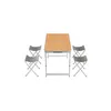 A folding camping table with four stools, presented on a white background. Produktbild-Vorschau