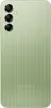 The back of a light green Samsung smartphone with three camera lenses. Produktbild-Vorschau