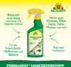 A product shot of a spray bottle with marketing text and graphics on a yellow and green background. Produktbild-Vorschau