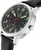 A close-up, angled view of a Master Time watch with a black dial and a black leather strap. Produktbild-Vorschau