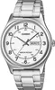 A close-up studio shot of a silver Casio men's watch with a white dial. Produktbild-Vorschau