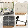 A collage of images showcasing an outdoor daybed with a canopy, highlighting its features like water-resistant fabric, PE rattan weaving, and a durable metal frame. Anteprima dell’immagine prodotto