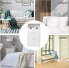 Collage of different rooms showing a white storage cabinet in various settings. Náhled obrázku produktu