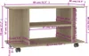 A diagram showing the dimensions of a TV stand with wheels. Náhľad obrázku produktu