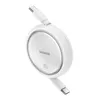 A white retractable USB-C to USB-C charging cable coiled into a circular housing. Anteprima dell’immagine prodotto