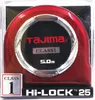 The image shows a red Tajima tape measure in its retail packaging. Voir les images du produit