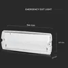 A product image of an emergency exit light with dimensions indicated. Produktbild-Vorschau