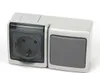 Aufputz Kombi Schuko Steckdose/Lichtschalter IP44, Farbe Produktbild-Vorschau 2