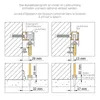Diagrams showing installation measurements for a sliding door system. Produktbild-Vorschau