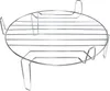 A chrome wire cooling rack with three legs, viewed from a slight angle. Produktbild-Vorschau