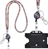 A product image showing a lanyard with an ID card holder and a retractable reel. Produktbild-Vorschau