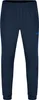 A pair of navy blue children's polyester pants with a royal blue logo on the left thigh. Produktbild-Vorschau