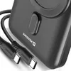 A close-up shot of a black power bank with two USB-C cables attached. Podgląd zdjęcia produktu