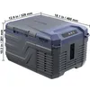 A VEVOR brand portable car refrigerator is shown from a three-quarter angle against a light gray background. Dimensions are indicated with white text and lines. Produktbild-Vorschau