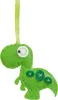 A handmade felt dinosaur ornament hanging from a ribbon. Produktbild-Vorschau