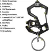 A black CAT multitool with various tools and wrench sizes labeled with numbers and text. Produktbild-Vorschau