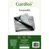 A folded silver tarpaulin is shown against a white background, with brand and product information below. Produktbild-Vorschau