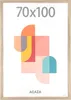 A poster frame with a graphic design inside, showing dimensions and brand name. Produktbild-Vorschau