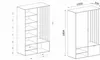 Technical drawings of a wardrobe with dimensions. Náhled obrázku produktu
