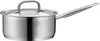 A stainless steel saucepan with a lid and a long handle, shown against a white background. Náhled obrázku produktu
