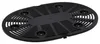 A black plastic grate with multiple circular indentations and slotted openings, viewed from a slightly elevated angle. Produktbild-Vorschau