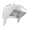 A stainless steel commercial range hood is shown against a white background, with dimensions indicated by lines and text. Náhled obrázku produktu