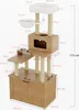A detailed diagram of a multi-level cat tree with dimensions labeled in centimeters. Anteprima dell’immagine prodotto