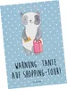 Mr. & Mrs. Panda Postkarte Tante Shopping - Blau Pastell - Produktbild-Vorschau 1