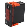 A digital temperature controller with a red LED display and orange mounting clips. Podgląd zdjęcia produktu