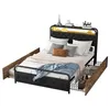Flachbett(Schwarz,140*200cm)Eisenrahmenbett,Nachttischlampe, Produktbild-Vorschau 2