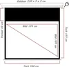 Diagram of a projector screen with dimensions and features labeled. Produktbild-Vorschau