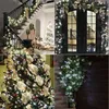 A collage of four images showcasing Christmas and party decorations, including string lights on a staircase, a decorated doorway, a Christmas tree, and a garland with lights. Produktbild-Vorschau