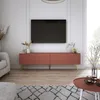 Meuble TV : Rouge brique, 140 x 52 x 32 cm, pieds dorés Voir les images du produit 3