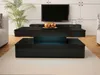 A modern living room scene featuring a black coffee table with LED lighting, a television, and a plant. Náhled obrázku produktu