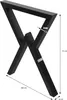 A black metal table leg with dimensions indicated. Produktbild-Vorschau