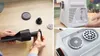 Collage of images showing a meat grinder and its parts, with close-ups of assembly and components. Podgląd zdjęcia produktu