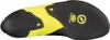 Unterseite des Scarpa Vapor V Kletterschuhs in Schwarz und Gelb; mit markantem Logo und Gummisohle. Produktbild-Vorschau