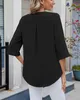 ASKSA T-shirt femme manches 3/4 corsage col V Eté Elégant Voir les images du produit 4